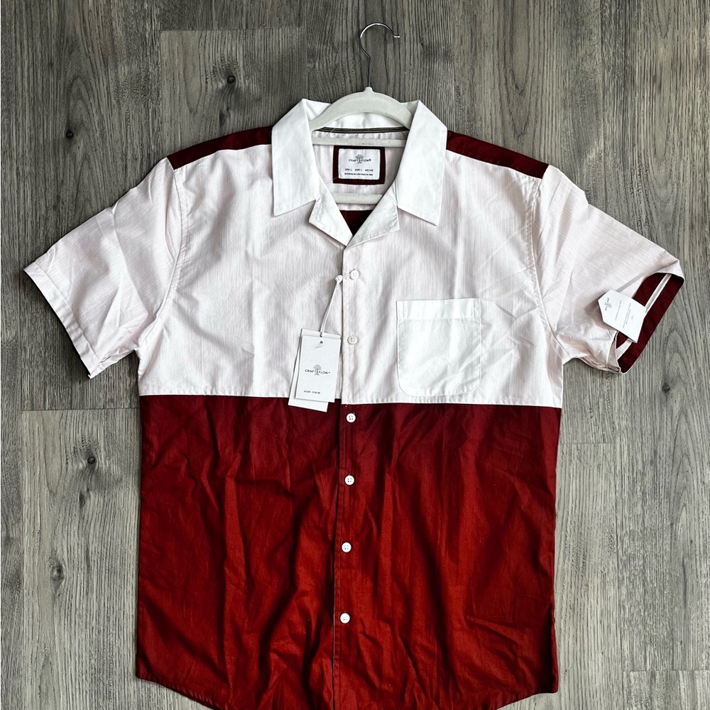 Two-Tone Red and White Men's Shirt